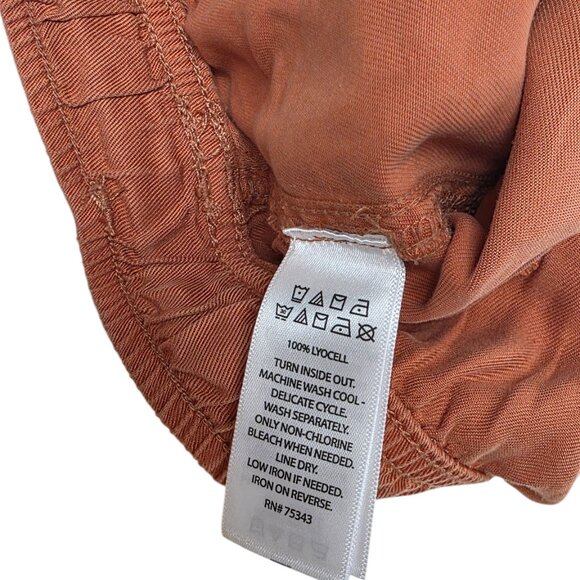 C&C California 100% Lyocell Pull On Shorts, Stretch Waist, Orange, Tie, Size M - Picture 7 of 7